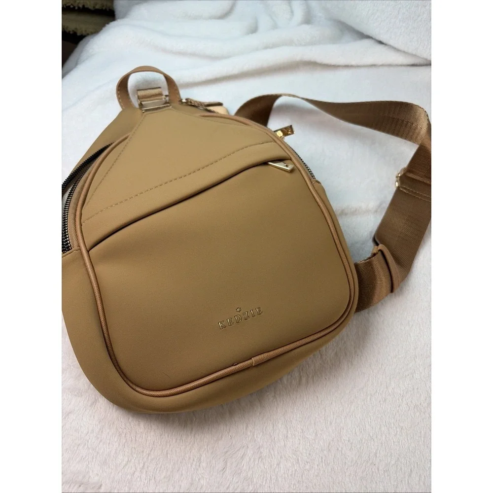KEDZIE Sloane Sling Bag Camel Neoprene Crossbody Festival Streetwear Athleisure
